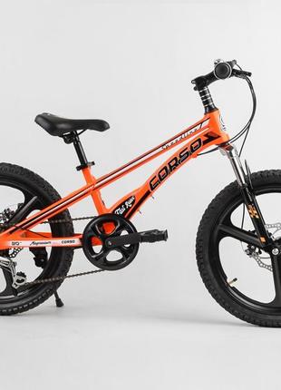 Спортивний велосипед corso speedline на 20 дюймів литі диски shimano revoshift 7 швидкостей, помаранчевий 21060