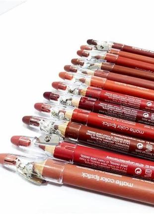 Набір нюдових олівців для губ flormar matte color lipstick (12 шт.)