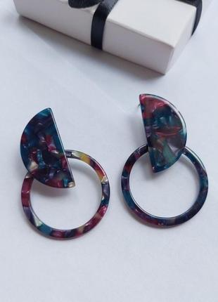 Сережки масивні акрилові довгі mk0959 різнокольорові