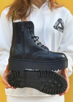 Сапоги кожаные на платформе dr. martens jadon monoblack🍂ботинки