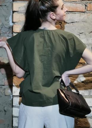 Блуза zara с рюшами воланами коттон хлопок оверсайз oversize3 фото