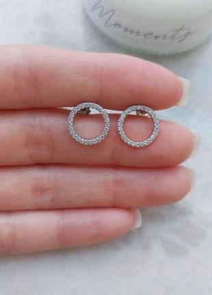 Сережки цвяшки круглі жіночі з камінцями mk1094 сріблястий