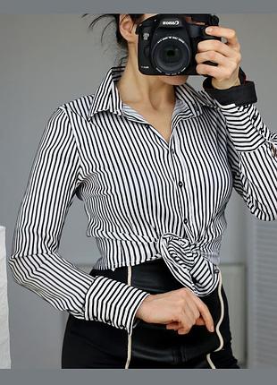 Стильная натуральная полосата рубашка в полоску