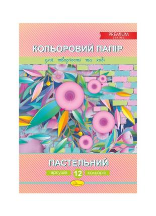 Набір кольорового паперу "пасочний" преміум а4 кпп-а4-12, 12 аркушів