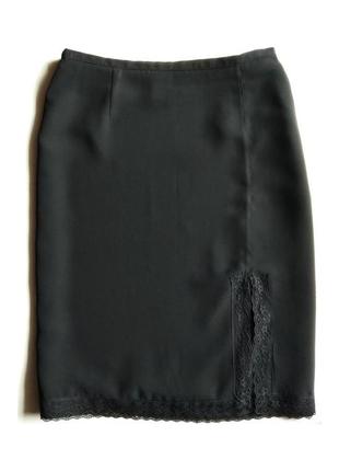 Юбка черная в бельевом стиле с кружевом, спідниця шифонова чорна george, м/l1 фото