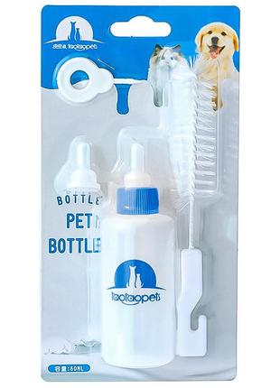 Пляшка для годування молоком кошенят і цуценят taotaopets 111108 blue із соскою щітки для миття