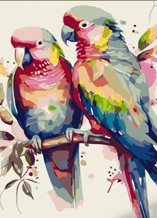 Картина по номерам пара попугайчиков 30х40 см strateg1 фото