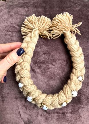 Кольє чокер базового кольору з білими каменями hand made