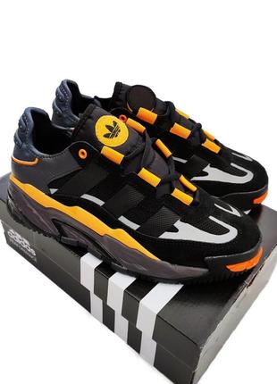 Мужские кроссовки adidas niteball black orange черные с оранжевым