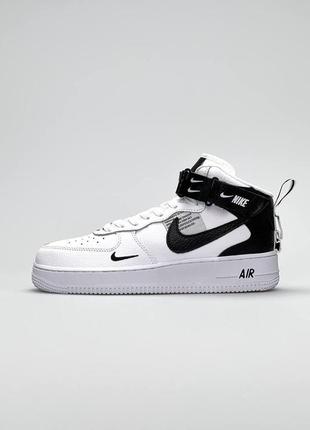 Женские кроссовки nike air force mid utility all white black x