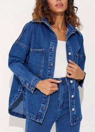 Джинсовая куртка пиджак женская джинсовка турция