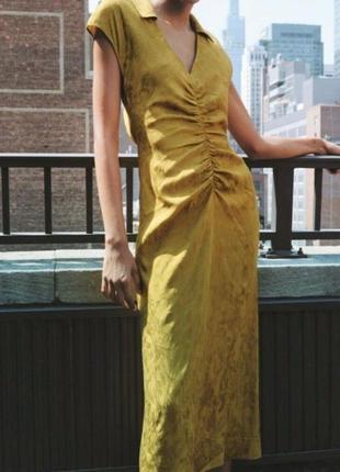 Сатиновое платье миди zara. очень красивое и стильное новое! с бумажной биркой.9 фото
