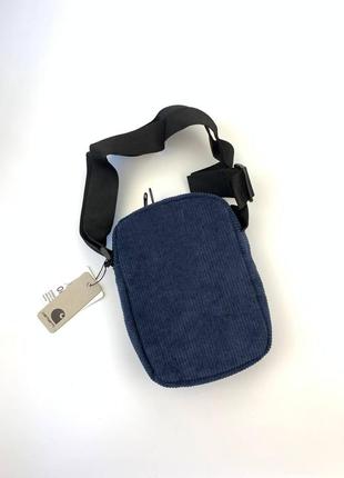 Вільветовий месенджер carhartt класичний, сумка[барсетка] кархарт через плече, месенджер через плечо синій(чорний, коричневий)3 фото