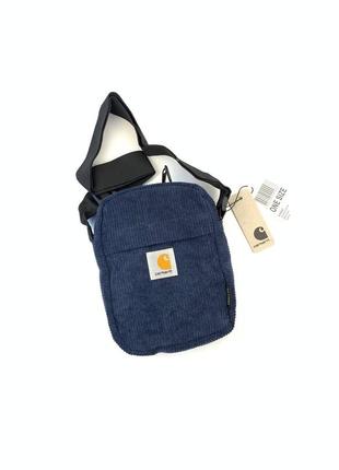 Вільветовий месенджер carhartt класичний, сумка[барсетка] кархарт через плече, месенджер через плечо синій(чорний, коричневий)1 фото