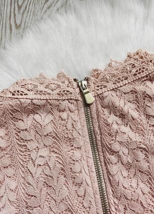 Бежевий рожевий ажурний кроп топ коротка блуза з декольте вирізом гіпюр вишивка ошатний7 фото