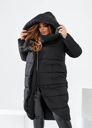 Зимова жіноча куртка пальто великі розміри батал1 фото