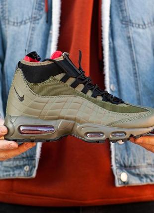 Зимові чоловічі кросівки nike air max 95 sneakerboot хакі, найк аїр макс снікербут1 фото