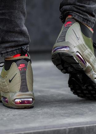 Зимові чоловічі кросівки nike air max 95 sneakerboot хакі, найк аїр макс снікербут6 фото