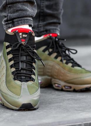 Зимові чоловічі кросівки nike air max 95 sneakerboot хакі, найк аїр макс снікербут5 фото