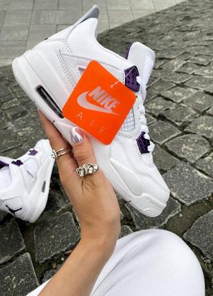 Кроссовки air jordan 4 white/purple1 фото