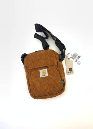 Вільветовий месенджер carhartt класичний, сумка[барсетка] кархарт через плече, унісекс, чорного кольору