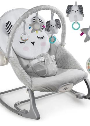 Дитяче крісло-качалка з вібрацією nukido сіре від народження польща