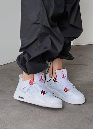 Кроссовки nike air jordan 4 white/red2 фото