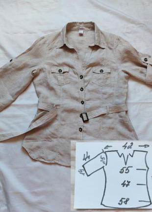 Кремовая льняная рубашка,блуза3 фото
