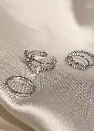 Набор колочек, серебряные кольца, бижутерия, кольцо с бабочкой2 фото