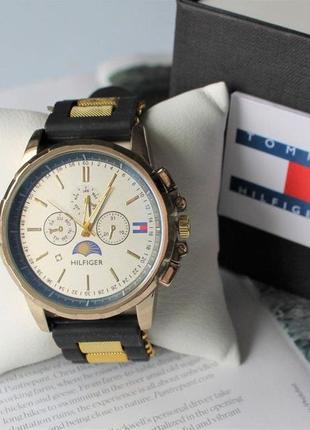 Мужские часы tommy hilfiger black&amp;gold1 фото