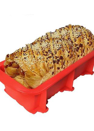 Силіконова прямокутна форма для випікання хліба, кексу 23*9*6 см (червона)