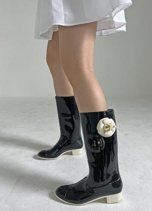 Гумові чоботи chanel belted camelllia сапоги
