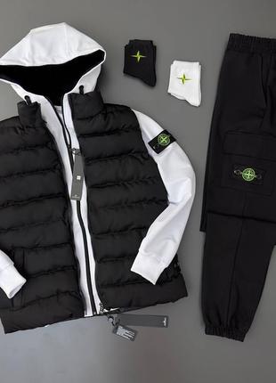 Набор жилет и костюм соп худи штаны stone island