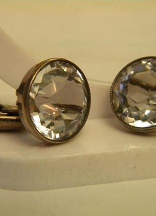 Запонки ссср позолота горный хрусталь серебро 875 проба звезда 0срс №1567
