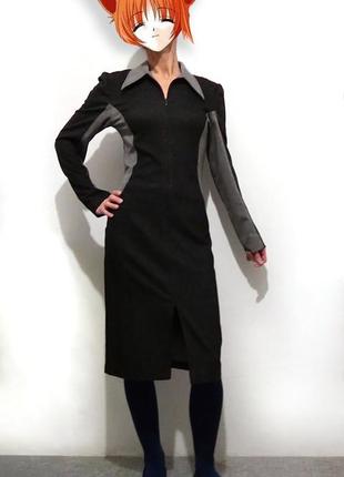 Сукня стрейч міді колір мокрий асфальт графіт діловий стиль олівець футляр