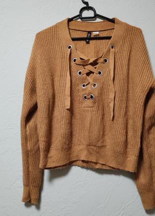 Легкий укороченный свитер на завязках2 фото