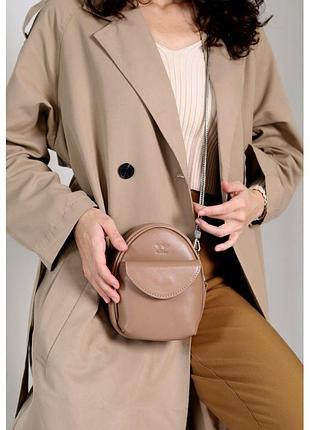 Шкіряна жіноча мінісумка kroha карамель крат