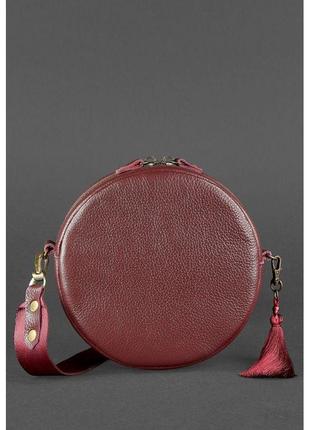 Круглая кожаная женская сумочка tablet марсала4 фото