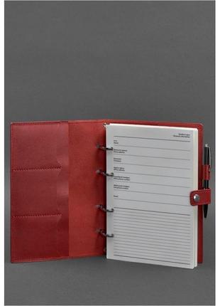 Кожаный блокнот с датированным блоком (софт-бук) 9.1 красный2 фото