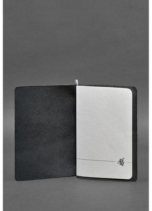 Угольно-черный кожаный блокнот (софт-бук) 8.0 на резинке2 фото