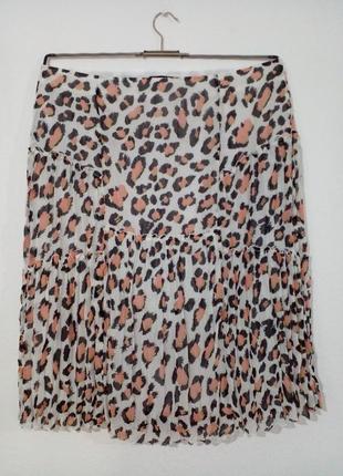 Красивая летняя эффектная юбка в леопринт нюанс