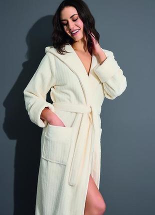 Бамбуковий жіночий халат лазневий туреччина довгий 2 xl nusa халат жіночий з капюшоном nusa 4275