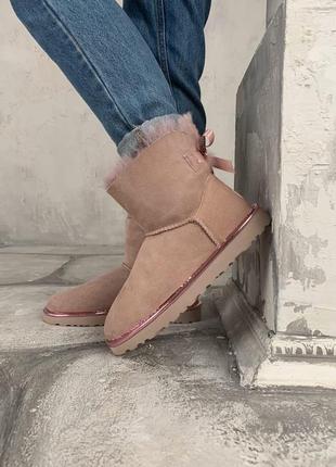 Ugg mini bailey bow женские зимние сапоги с натуральным мехом /осень/зима/весна😍