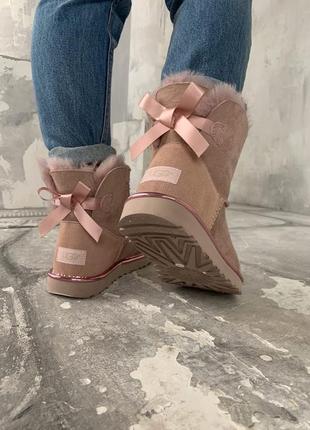 Ugg mini bailey bow женские зимние сапоги с натуральным мехом /осень/зима/весна😍5 фото