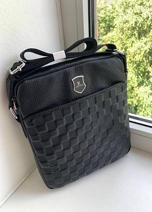 Кожаная сумка мессенджер в стиле louis vuitton
