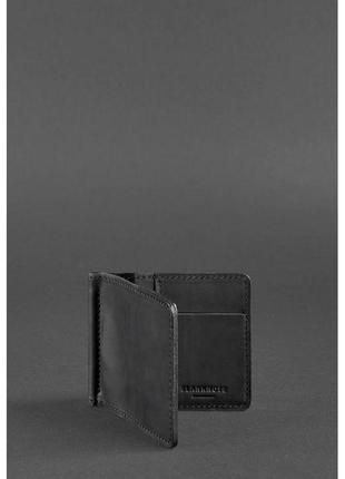 Мужское кожаное портмоне черное 1.0 зажим для денег crazy horse4 фото