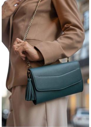 Кожаная женская сумка элис зеленая10 фото