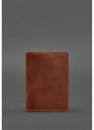 Кожаная обложка для паспорта и военного билета 1.3 светло-коричневая crazy horse