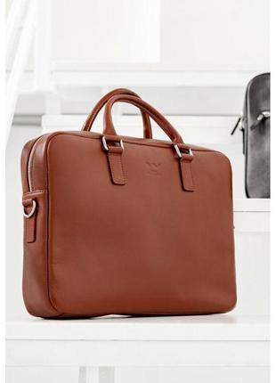 Кожаная деловая сумка briefcase 2.0 светло-коричневый2 фото