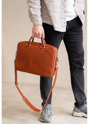Кожаная деловая сумка briefcase 2.0 светло-коричневый5 фото